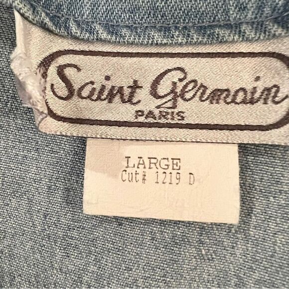 Vintage Denim Oversized Appliquéd Beaded Jacket size Large - Picture 10 of 12